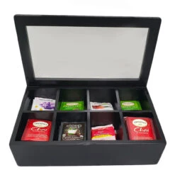 High-Quality Black Bamboo 8 Selection Tea Box
